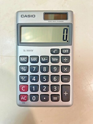 Casio SL-300SV 8-Digit Wallet Style Pocket Calculator - Clean Condition!