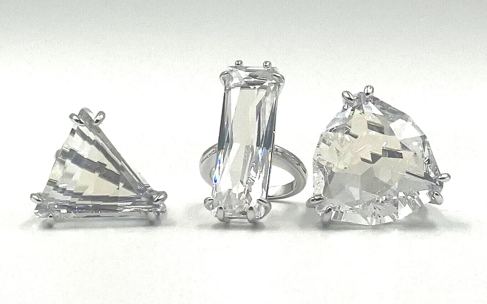 Swarovski Mesmera Cocktail Ring Set of 3 White Crystal Rhodium Plated 5610385 - Image 3 of 4