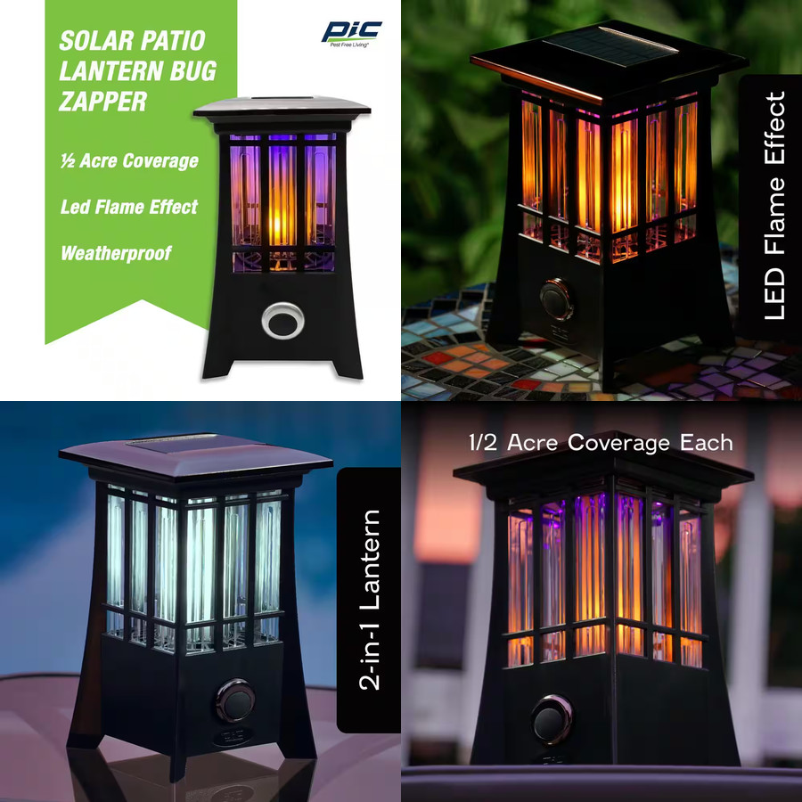 Portable Solar Outdoor Patio Garden Decor Lantern Led Flame 