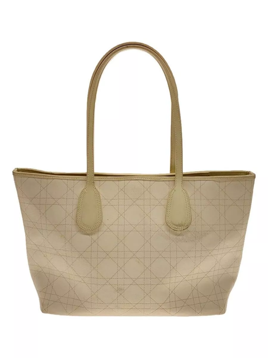 Sac fourre tout Christian Dior] cuir ivoire 01 RU 0124 canage occasion