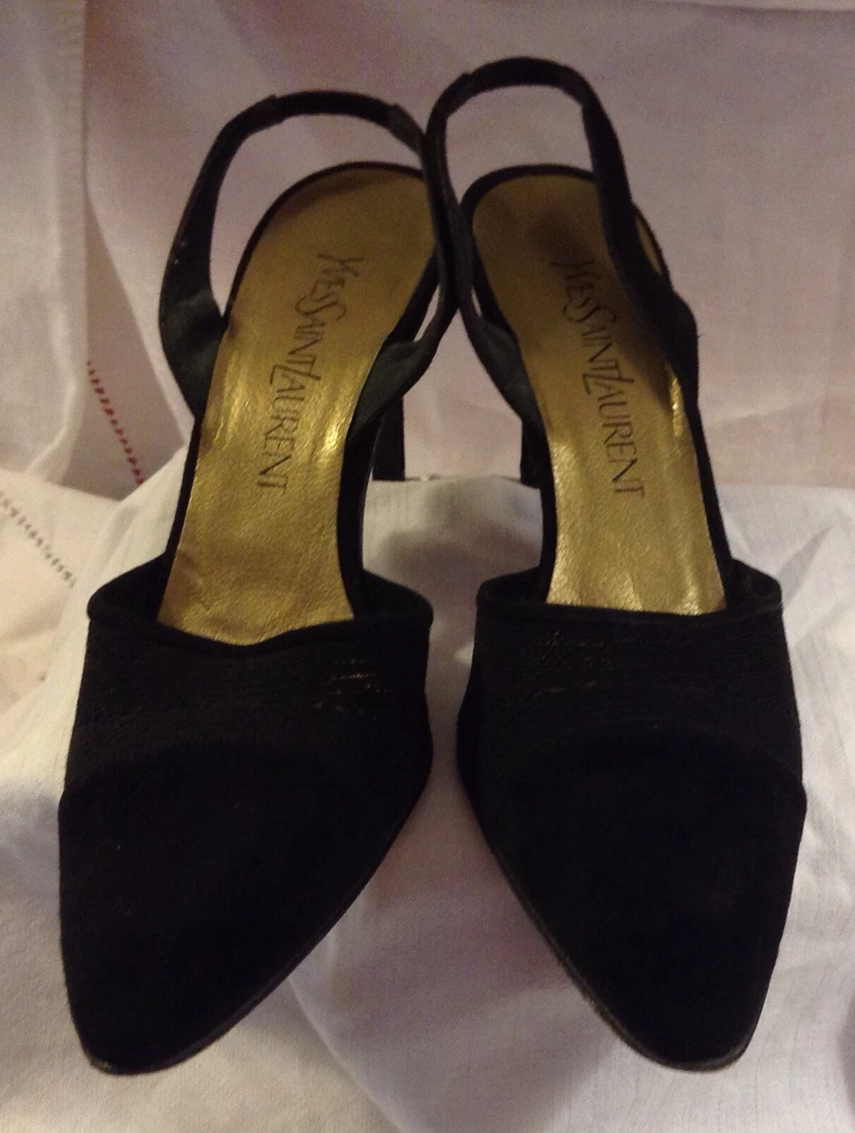 SAINT LAURENT (YSL) YVES SAINT LAURENT NERO PELLE CAMOSCIO tacco a spillo posteriore 7 5 N