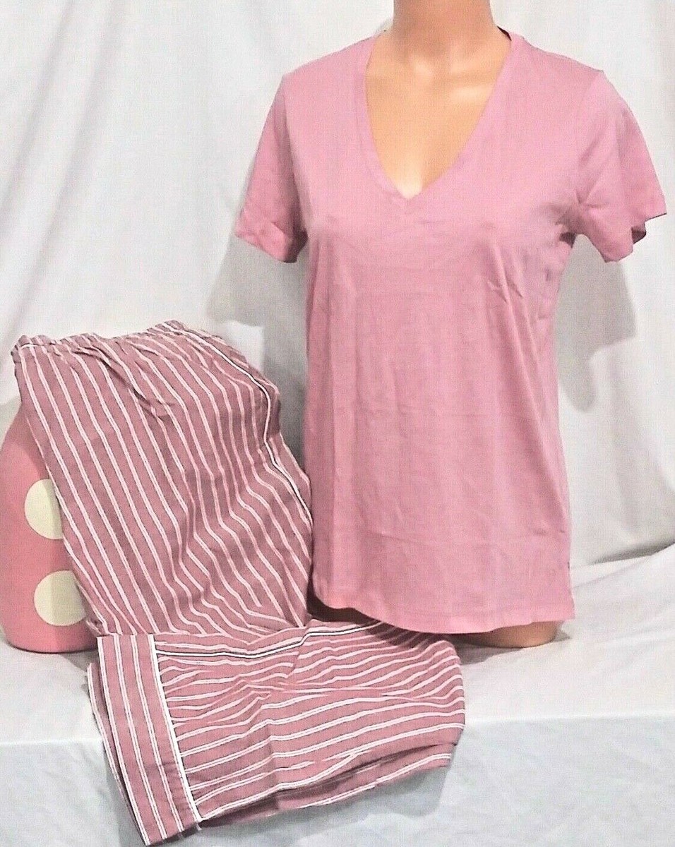 Victorias Secret 100% COTTON Mayfair Henley Pajamas Pajama Set NWT