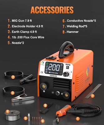 HITBOX 3IN1 MIG Welder 110V Gasless MMA IGBT Inverter Welding Machine For Home