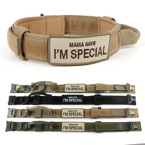 Collar táctico para perro con mango militar nailon con parche de entrenamiento para perro grande - Imagen 7 de 25