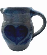 Rowe Pottery Works Salt Glaze Stoneware Heart Pitcher 5" Cambridge, WI