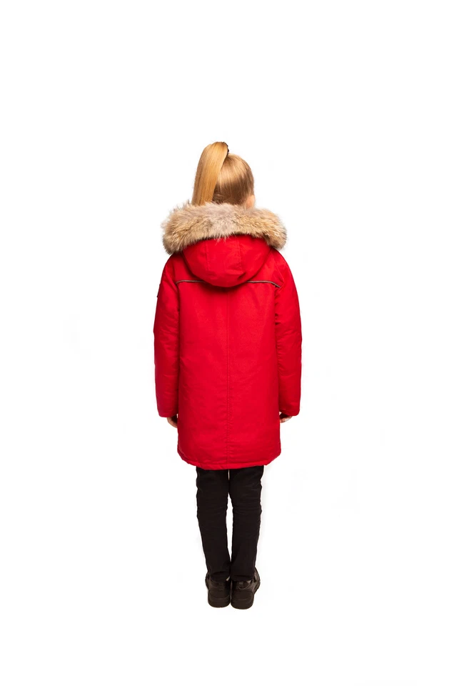 Goose Arctic Bay Juventud NIÑOS Parka Larga Plumón Lujo Hecho Canadá Rojo $745 Foto 3 de 4