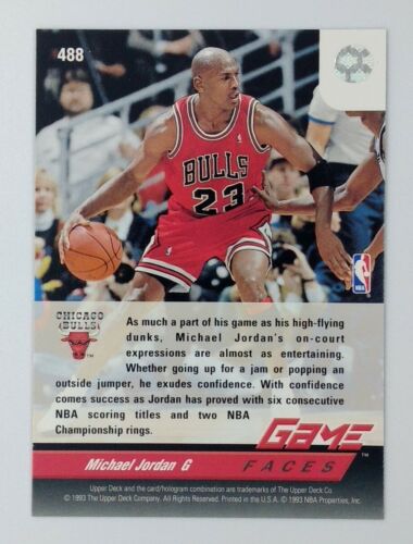 1992-93 Upper Deck Game Faces Michael Jordan #488, Chicago Bulls