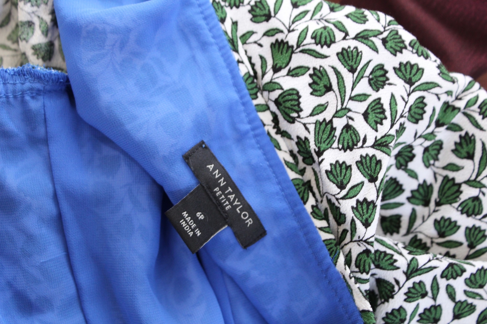 Ann Taylor Blue White Green Patchwork Floral Hi L… - image 6