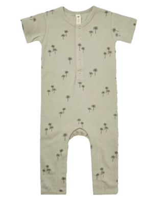 Q by Quincy Mae Baby unisex Ribbed Palms Short Sleeve Green Romper Size 0-3