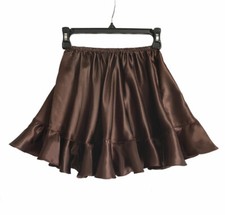 Dark brown satin mini skirt with ruffle. Size XS. New