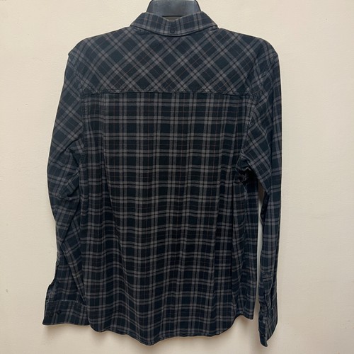 NIXON Flannel Shirt Mens Long Sleeve Button Black Plaid Red Windowpane Medium - Picture 4 of 7