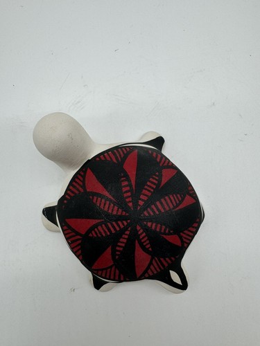 Figurine Acoma NM Poterie Tortue 5” Long 4” Large Blanc Rouge Noir - Photo 10/19