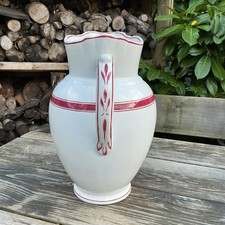 Large Vintage White Ironstone With Burgundy Decoration 5L Water Jug Pitcher Vase