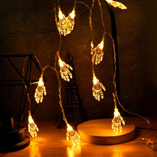 LED Hand Shape Fairy String Lights Warm White Battery Operated Indoor Switch