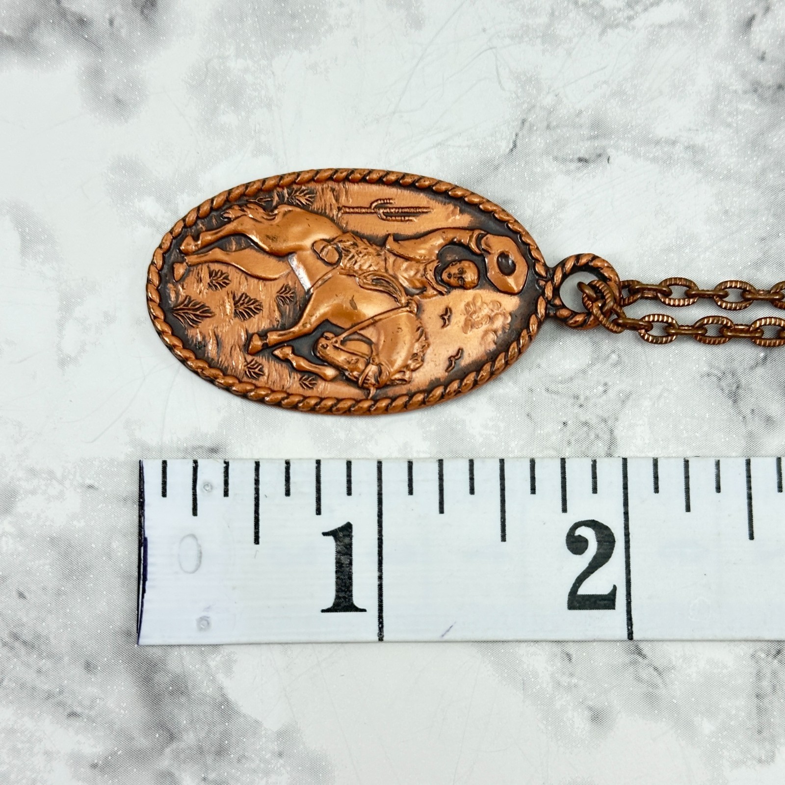 Necklace Bell Trading Post Solid Copper Chain Ova… - image 10