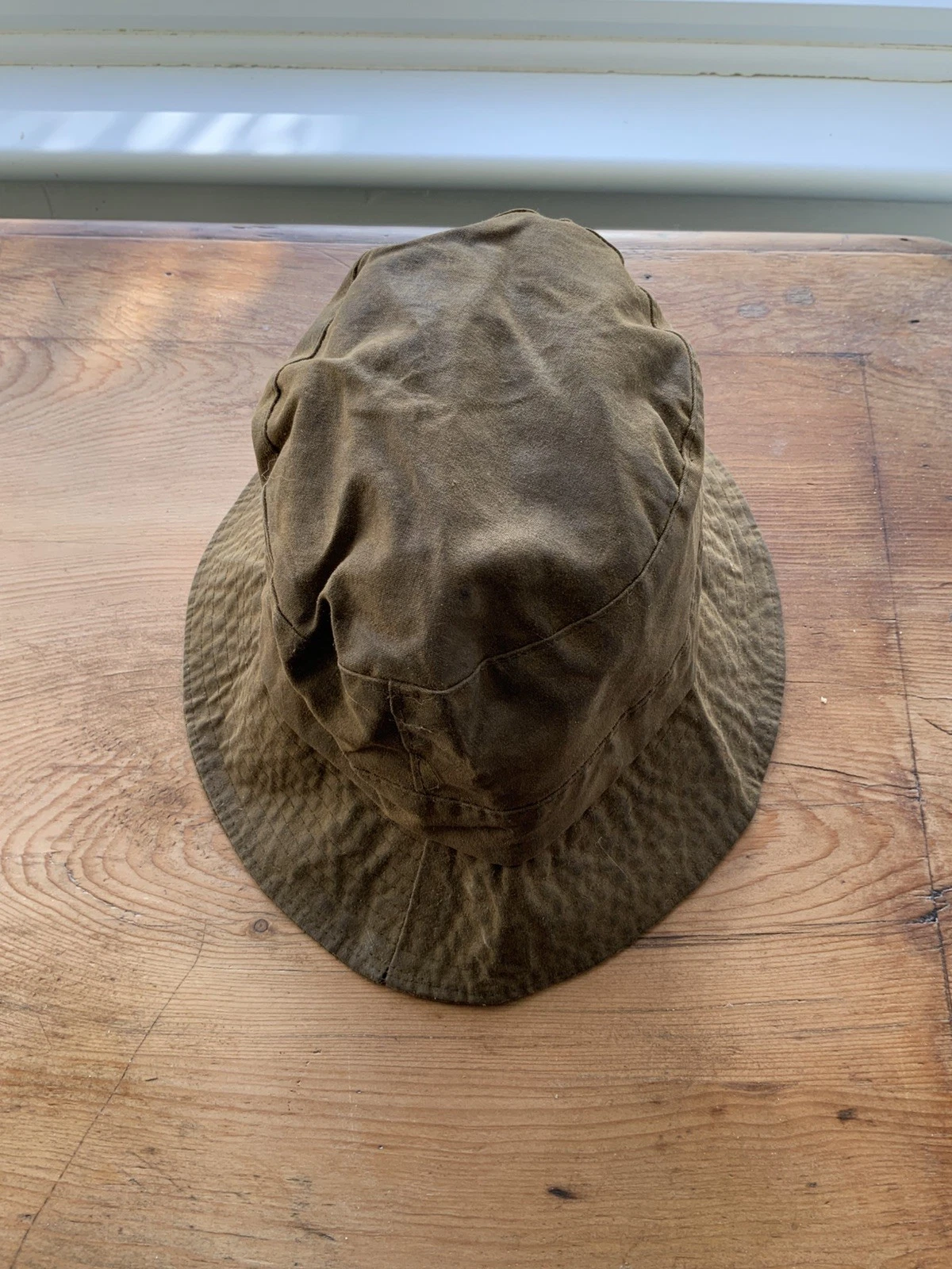 Genuine Vintage Barbour Bucket Hat Unisex Small Medium Olive Green Waxed Cotton