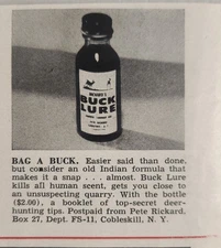 1956 Print Ad Bag a Buck Deer Hunting Lures Old Indian Formula Pete Rickard NY