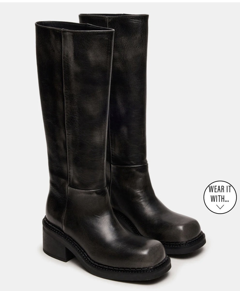 DAVOS BLACK DISTRESSED Boot By Steven Madden | eBay