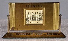 Art Deco Style Perpetual Advertising Calendar Doughnut Corp of America NY Sign