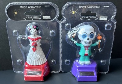 Solar Dancing Bobble Head Bride & Groom Halloween-day of the dead