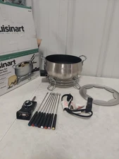 Cuisinart Electric Fondue Set CFO-3SS 1000W Stainless Steel Open Box Works #2918