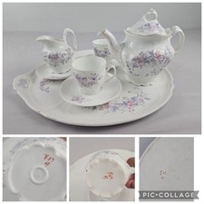 Vintage Porcelain Tea Set 8 Piece, Flower Pattern,