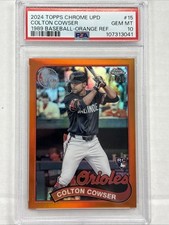 PSA 10 2024 Topps Chrome Colton Cowser 1989 Topps Baseball ORANGE RC ROOKIE /25