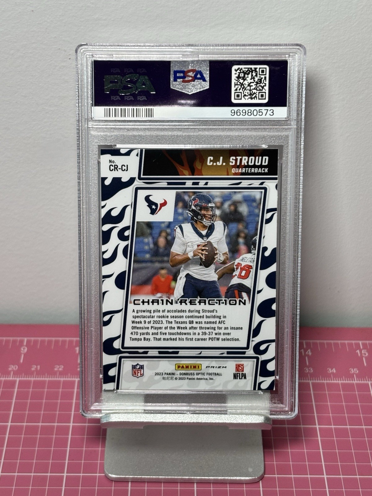 2023 Panini Donruss Optic Chain Reaction CJ STROUD #CR-CJ Prizm Insert RC PSA 9 view 3