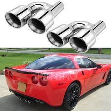 For Chevy Corvette C6 2005-2013 2.5 In To 4 Out Exhaust Quad Tips Double Wall