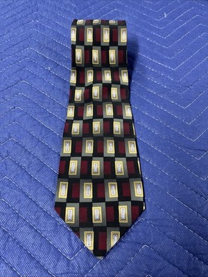 Studio Z Neck Tie 100% Silk Red Brown White