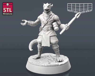 Drachengeborener Schmied Miniatur NPC Waffenschmied Figur für TTRPG's wie D&D 5e