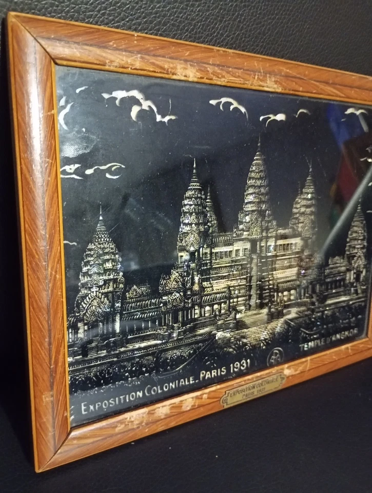 cadre peinture sur Exposition coloniale de Paris 1931 rare temple d'Angkor - Photo 4/4
