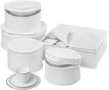 Honey-Can-Do Dinnerware Storage Containers Set, Perfect for 5 Piece, White 