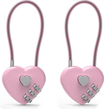 Small Combination Lock for Locker, Cable Lock with Code, Pink Padlock Combinatio