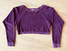 Suzie Kondi Velour Cropped Crew Top 'Plum' Purple size: Small. GREAT LOW PRICE