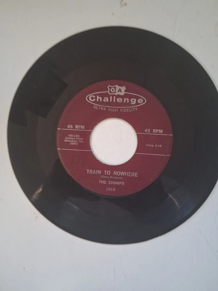 45 RPM 1960's Instrumental The Champs Tequila/Train to Nowhere Challenge  VG - Image 3 of 4