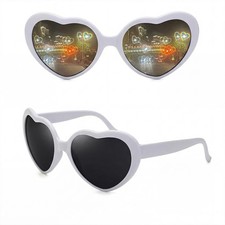 Persei Heart Effect Diffraction Sunglasses for Women, Light Changing Heart Sh...