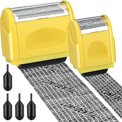 Nezyo 2-Pack Identity Protection Roller Stamp with 4 Refill Inks   Privacy & Dat