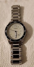 Caravelle by Bulova Men's Watch Quartz Stainless Steel Black Bezel Works EUC