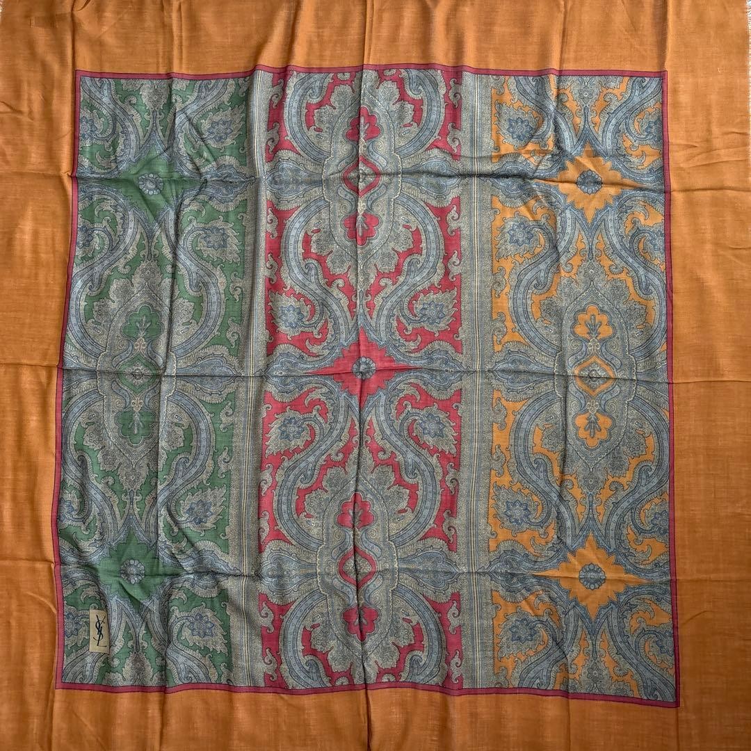 Yves Saint Laurent YSL Cashmere Silk Paisley Shawl Made in Italy Large thumbnail 4