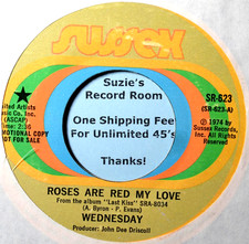Wednesday Roses are Red My Love (Bobby Vinton Cover) EX+ 45 7" Vinyl -COUPONS!