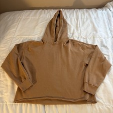 Abercrombie Fitch Women's Brown Solid Soft A F Pullover Hoodie Crew Neck M