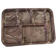 6 compartments serve School TV Camping Food Tray plate Pikes Peak Plastics Four