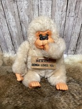 1978 Russ Plush Gorilla Gonga BEWARE Gonga Loves You Thumb Sucking Ape Gorilla