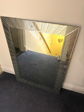 Rectangle Silver Wall Mirror 90 x 65cm Sparkly Mirrored Glass Frame
