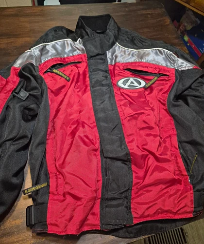 AGV Sport Motorcycle Jacket Men's XL Black Red Zip Heavy Nylon Polyester - product listing photo