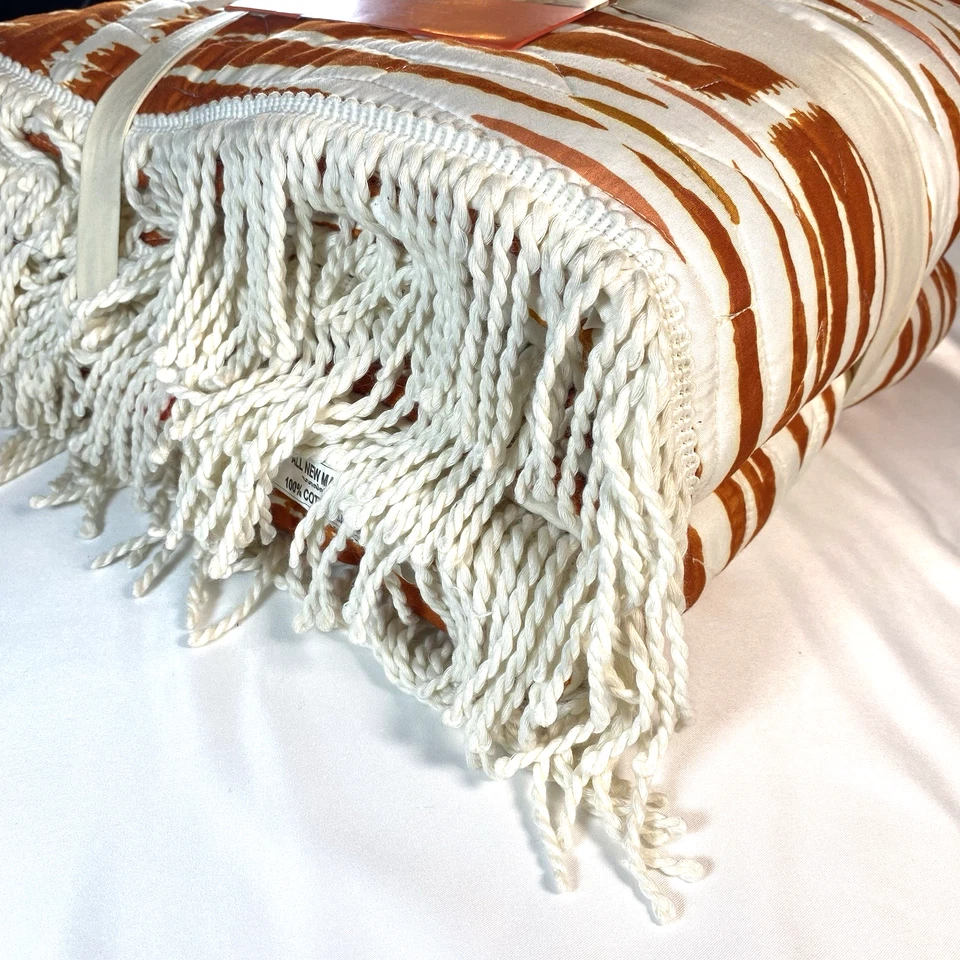 Opalhouse Jungalow FULL/ QUEEN Fringe Groove Print Quilt Earthy Boho Chic NEW - Image 4 of 4