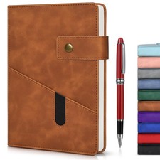 Brown A5 Lined Leather Journal Notebook for Men Women,5.9" X 8.4" Personalize...