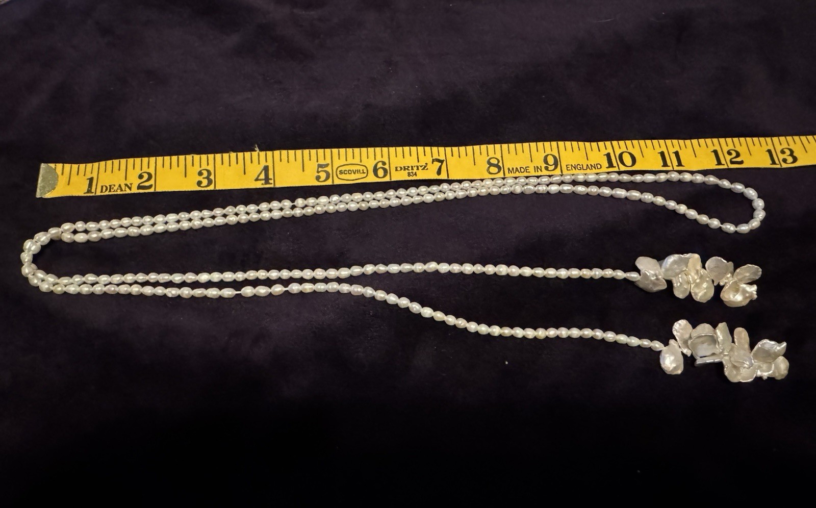 White Pearl String With Decorative Shell Ends, 48… - image 2