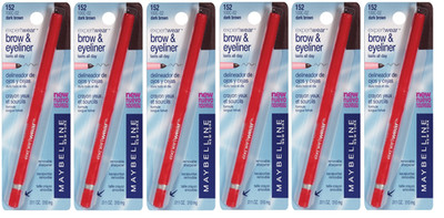 Maybelline Expert Wear Brow & Eyeliner Pencil, 152 Dark Brown (6 Pack)